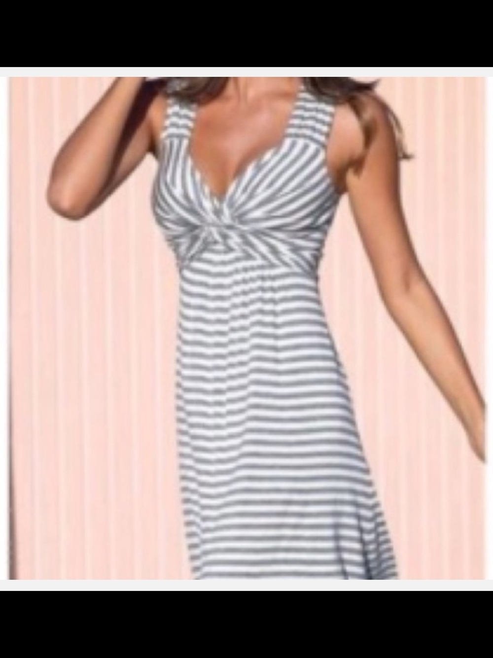 Boston Proper White and Gray Striped Mini Dress